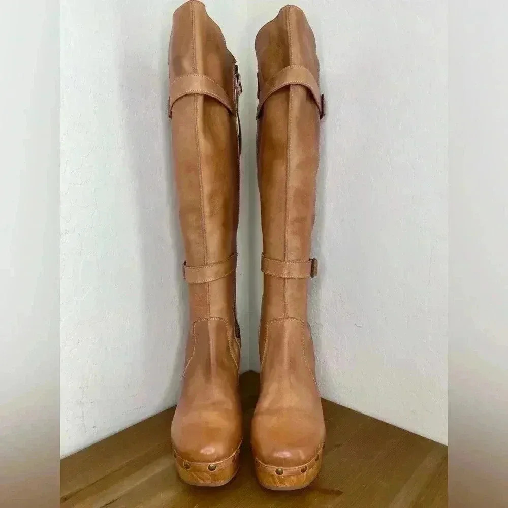 NEW Bed Stu Ceretti Leather Platform Tall Boots Rustic Tan Women’s Size … - Picture 5 of 16